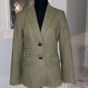 JCrew tweed green fitted women’s blazer size 2